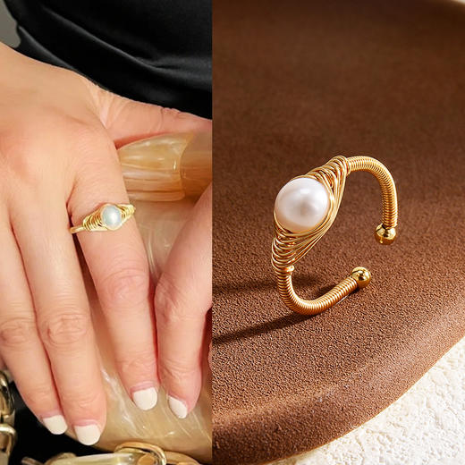 ysxb-06025【云赏珠宝】法式工艺缠丝戒指天然淡水珍珠指环 商品图0