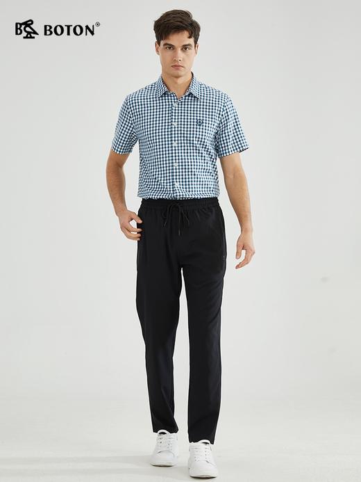 【轻薄抗菌】波顿春夏男士蓝绿白色格子短袖衬衫高端MS022223 商品图3