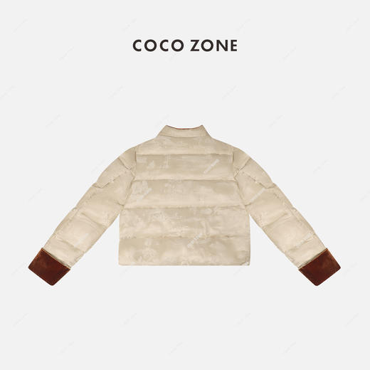 COCO ZONE90鹅绒复古国风提花盘扣撞色设计感立领羽绒服23C30805 商品图1