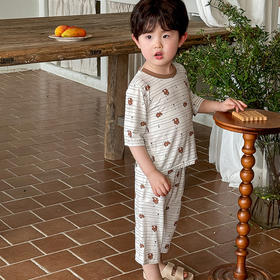 【a类新款冰丝儿童睡衣】儿童睡衣男孩夏季薄款，天丝莱赛尔面料舒适柔软透气，2025新款冰丝a类七分袖套装女童宝宝空调服QQ