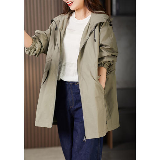 89913原形设计感休闲连帽廓形风衣女2024春季新款宽松显瘦抽绳外套上衣 商品图3