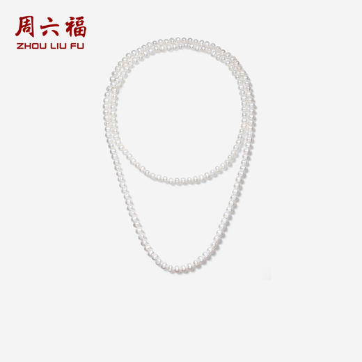 周六福淡水珍珠项链女毛衣链双层珍珠颈链优雅简约复古送女友礼物 商品图0