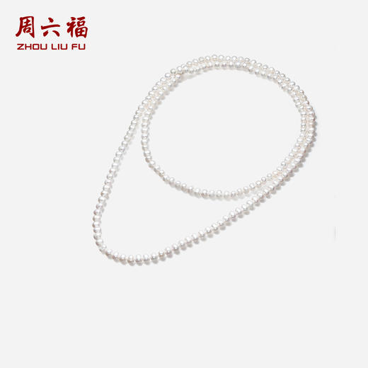 周六福淡水珍珠项链女毛衣链双层珍珠颈链优雅简约复古送女友礼物 商品图1