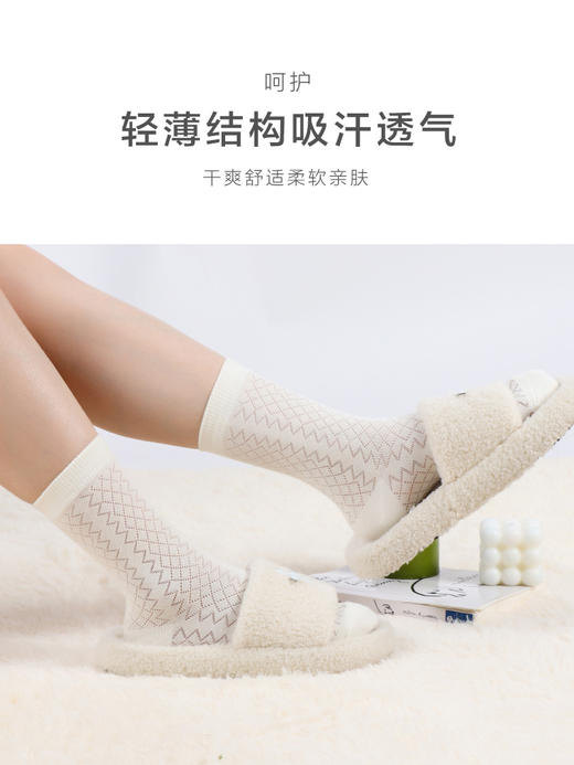 足装秀24夏季新品女士长筒袜堆堆袜超薄棉透气轻薄网眼长款女袜子 商品图5