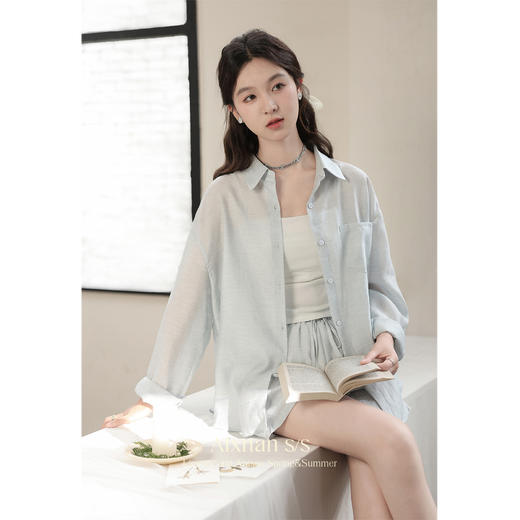 【6折秒杀】鹿向南「海岛之恋」通勤百搭时尚套装夏季新款薄款气质衬衫女	L38127DK 商品图4
