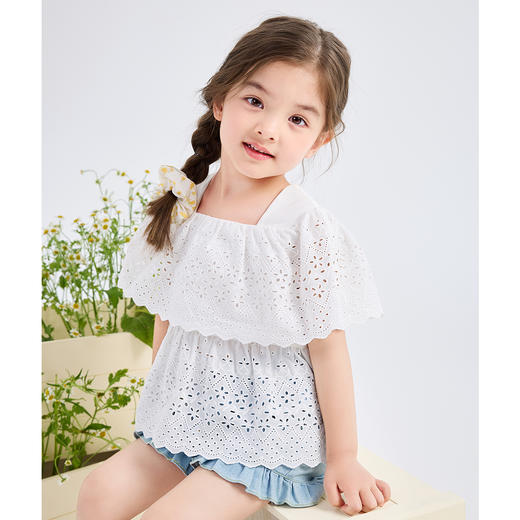 笛莎Deesha 童装小童衬衫2024夏季新款甜美短袖衬衫 商品图3