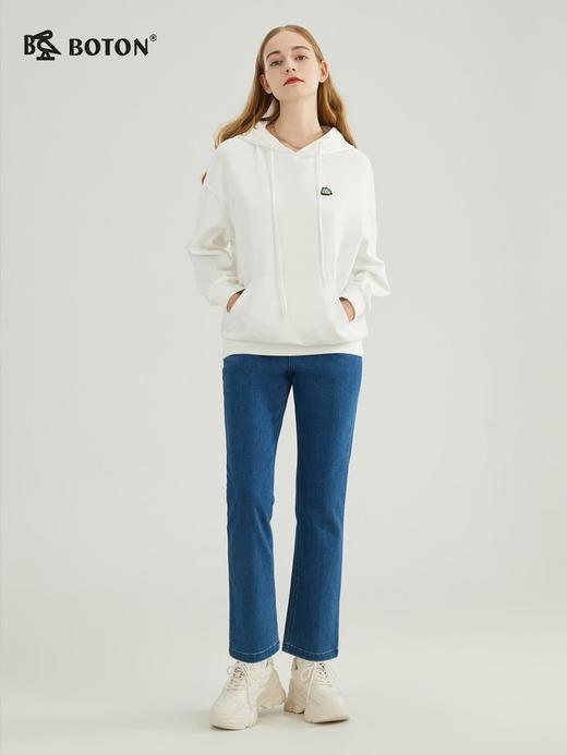 波顿春秋高端女士白色连帽小个子潮牌卫衣落肩百搭宽松LT293123 商品图2