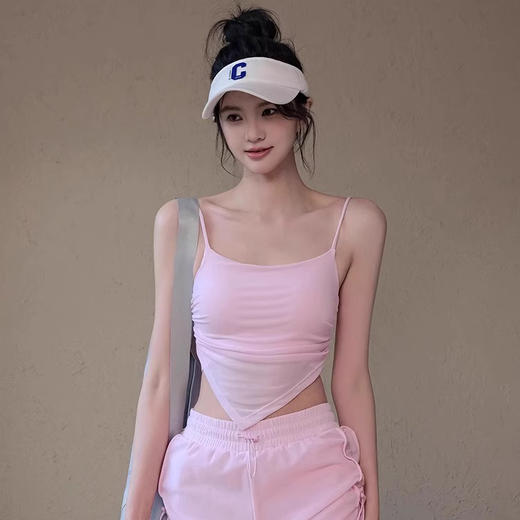 【限时秒】YOGACODE【火树银花系列】2024 网纱吊带瑜伽背心带胸垫时尚外穿抹胸内衣DSG721 商品图4