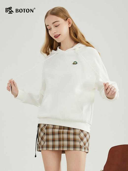 波顿春秋高端女士白色连帽小个子潮牌卫衣落肩百搭宽松LT293123 商品图1