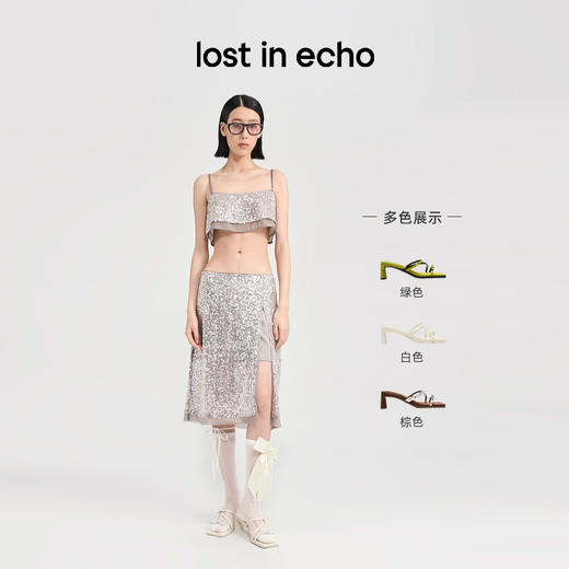 lost in echo2024夏季新款交叉细条带蝴蝶结外穿高跟凉拖鞋一脚蹬 商品图1