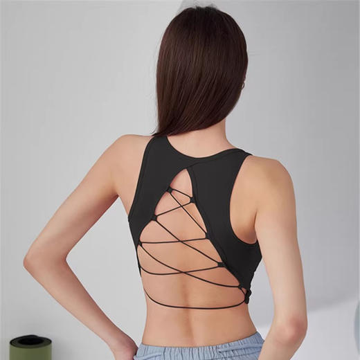 【限时秒】YOGACODE【火树银花系列】2024 瑜伽背心性感交叉露背固定杯健身上衣DSG722 商品图4