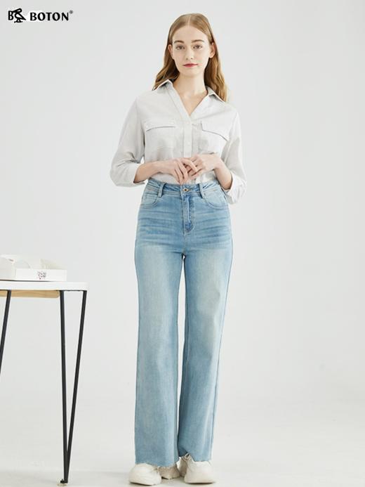 【肌理条纹感】波顿春秋高端女V领七分袖衬衫纯色百搭白LS980123 商品图3