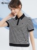 波顿女士春夏黑白色条纹经典POLO衫美式休闲高端上衣LT315224 商品缩略图1