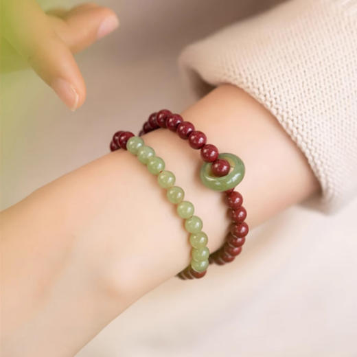 【经典】朱砂和田玉女士双圈手串 商品图2