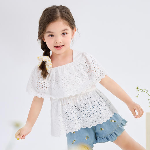 笛莎Deesha 童装小童衬衫2024夏季新款甜美短袖衬衫 商品图1