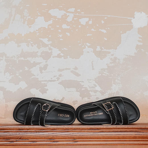 BIUCILI「Lazy summer」原创设计简约牛皮厚底一脚蹬勃肯凉拖鞋女 商品图8