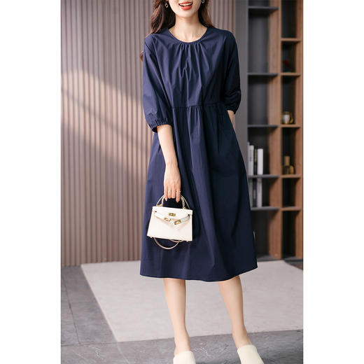 87402原形法式泡泡袖连衣裙女2024春夏季新款高级感温柔风宽松中长裙子 商品图4