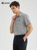 【柔软透气】波顿春夏男士短袖杏蓝色格子衬衫高端修身MS020223 商品缩略图1