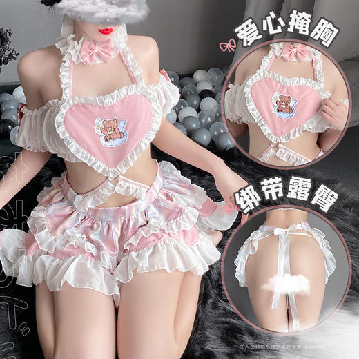 【霏慕】 萌Q女仆爱心连身露臀裙6657情趣内衣性感角色扮演 商品图1