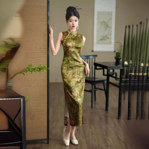 长款双层年轻款提花修身改良旗袍QJZ930 商品图0