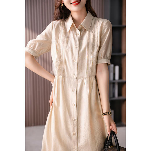 89199原形文艺减龄气质连衣裙女2024春夏季新款韩版宽松显瘦衬衫长裙子 商品图1