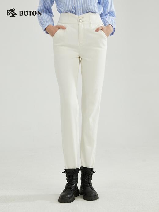 【显瘦不紧绷】波顿女高端锥型白色牛仔长裤子修身LE289123 商品图1
