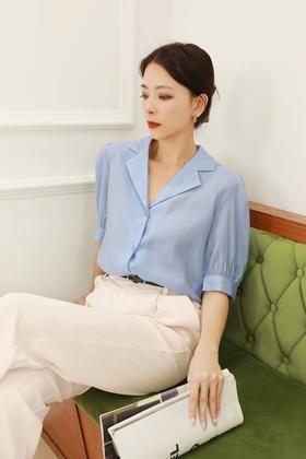 ESTELLICA 翻领泡泡袖衬衫 13080