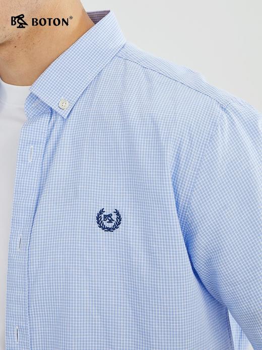 【凉爽舒适】波顿春夏男士短袖小棋盘蓝白格子衬衫高端MS013223 商品图4
