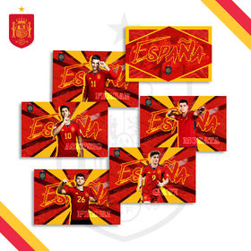 【官方正版】西班牙国家队|球员肖像明信片助威卡片欧洲杯足球迷卡