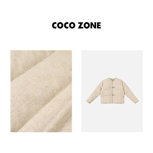 COCO ZONE90鹅绒卡扣圆领长袖冬羊毛短款羽绒服23C19553 商品图2