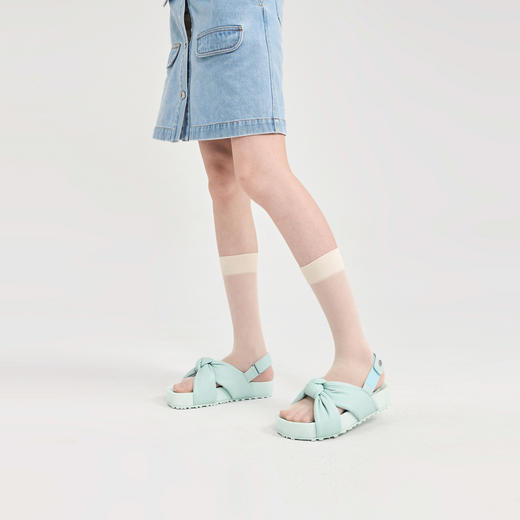 [捡漏价]lost in echo2024夏季新款薄荷曼波真皮银色扭结厚底增高勃肯凉鞋 商品图4