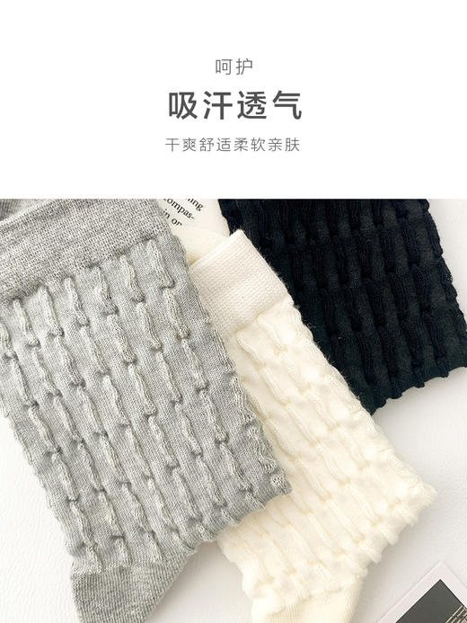 足装秀24新品夏季女棉质亲肤透气学院风黑白字母袜百搭女中邦袜子 商品图4