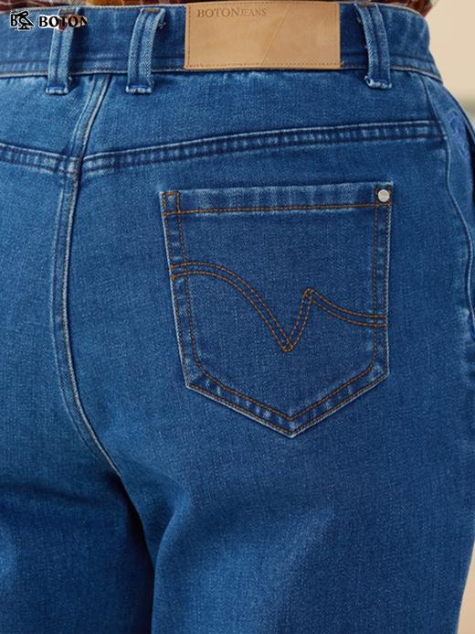 波顿阔腿女士宽松春秋牛仔裤高端高腰加厚保暖火山裤子LE277322 商品图4