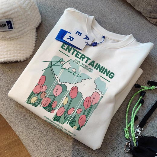 【超值69.9任选2件】2024夏季潮流 圆领宽松 纯棉短袖t恤女 ins女装休闲 宽松百搭上衣-QQ 商品图8