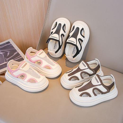 【夏季新款百搭网面凉鞋】专为中国孩童打造儿童凉鞋舒适无负担，柔软轻盈耐磨防滑鞋底，镂空透气女童包头凉鞋时尚小童单网鞋凉鞋QQ 商品图0