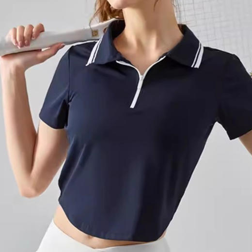 【限时秒】YOGACODE【火树银花系列】2024 春夏polo翻领短袖t恤女半拉链瑜伽短袖DST530 商品图4