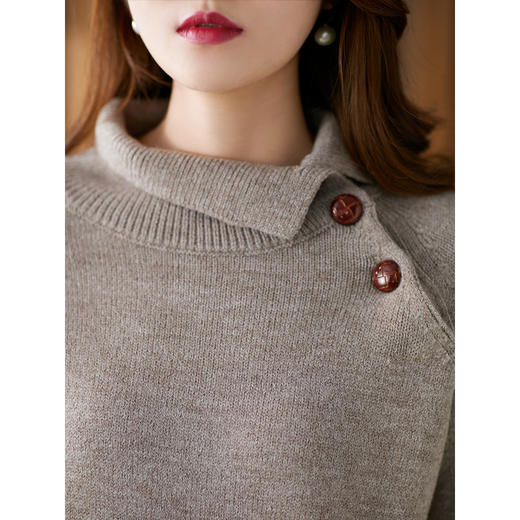 68355原形宽松羊毛针织衫女中长款2024秋冬季新款韩版显瘦套头高领毛衣 商品图3