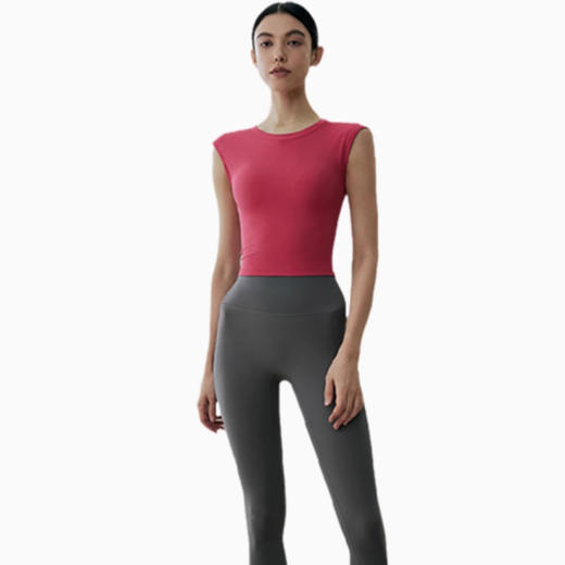 【限时秒】YOGACODE【火树银花系列】2024 瑜伽短袖女固定式胸垫性感露背短款运动t恤DST743 商品图1