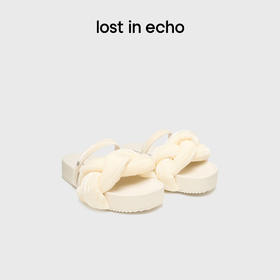 lost in echo2024年夏季新款外穿多巴胺扭结麻花细带一脚蹬凉拖鞋