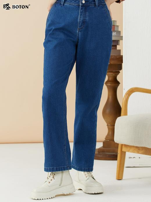 波顿阔腿女士宽松春秋牛仔裤高端高腰加厚保暖火山裤子LE277322 商品图1