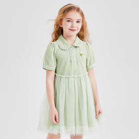 笛莎Deesha 女童连衣裙2024年新款POLO领连衣裙
