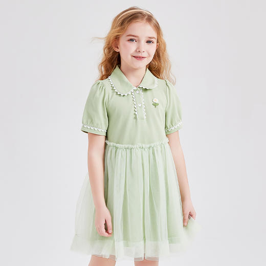 笛莎Deesha 女童连衣裙2024年新款POLO领连衣裙 商品图0
