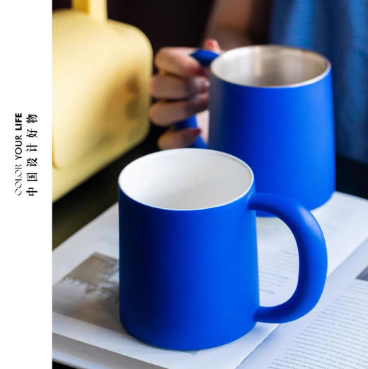 ◤开合杯◢ 16开理想蓝咖啡杯陶瓷马克杯水杯 商品图3