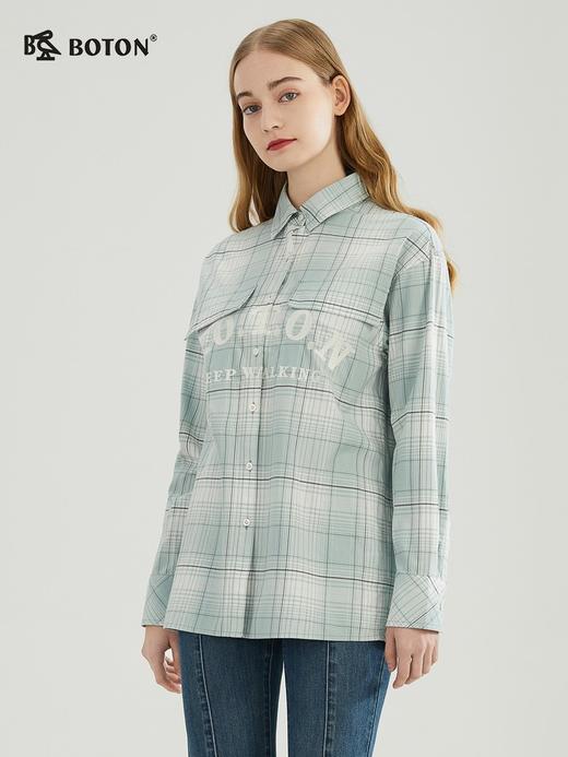 【柔软清】波顿春秋女浅蓝色格子衬衫宽松百搭休闲高端LS976123 商品图4