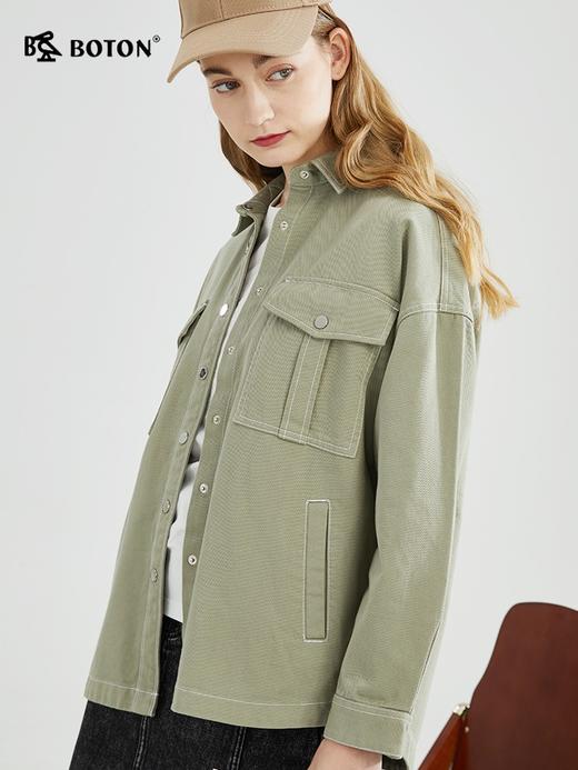 【烧毛粗斜纹】波顿女绿色牛仔外套户外休闲时尚高端LSJ896123 商品图1