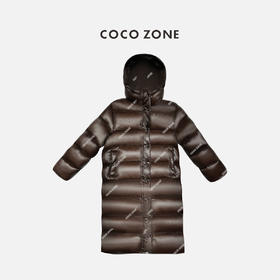 COCO ZONE美拉德90鹅绒秋冬连帽长款保暖羽绒服23C30308