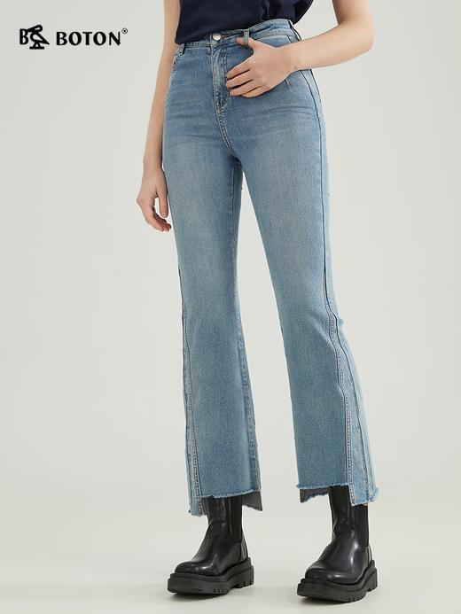 [提臀修身]波顿春夏女士高腰九分浅蓝色牛仔裤高端微喇LF639123 商品图2