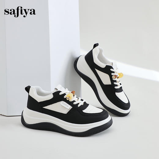 Safiya/索菲娅2024秋季百搭小个子松糕厚底增高休闲运动板鞋 SF43112102 商品图11