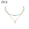 ZEGL设计师小彩串绿松石叠戴项链女款2024新爆款夏日多巴胺锁骨链 商品缩略图4
