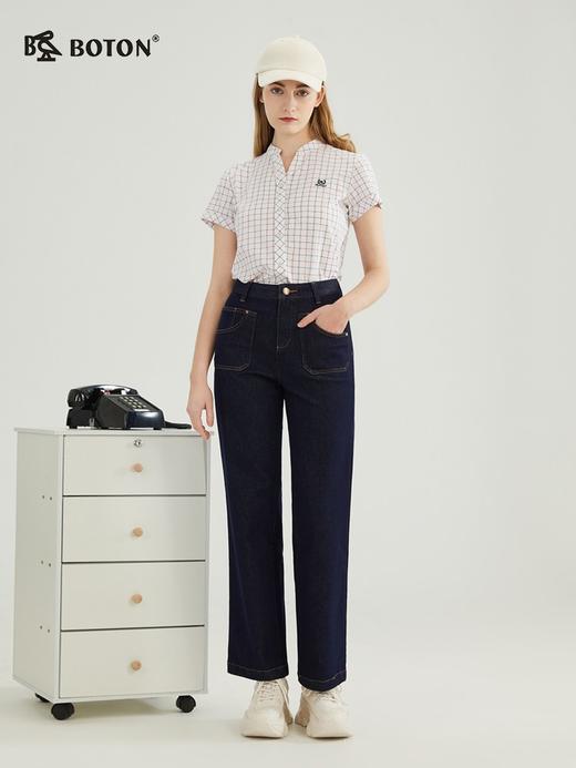 【不褪色遮胯】波顿春秋女士高端高腰阔腿裤牛仔长裤宽松LE296123 商品图2